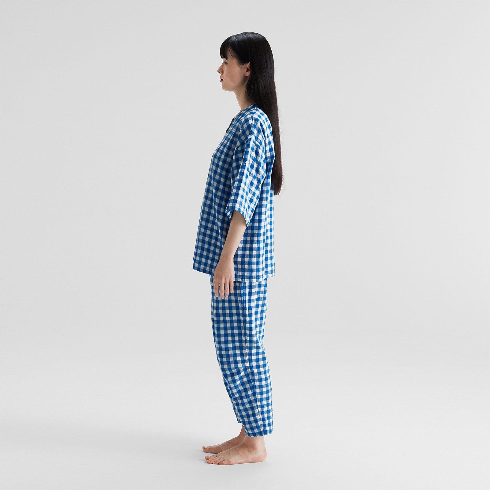 Cotton Gingham Double Gauze Pajamas